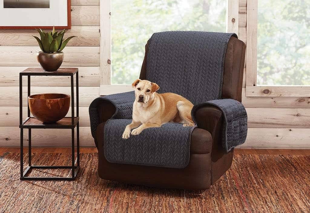 Sure Fit Quilted Cable REVERSE to Sherpa Recliner Furniture Cover ,Cream