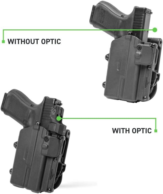 Alien Gear Glock 19 Level 2 Holster - Retention Slim OWB, Glock 19/19X/45 w/Light, Advanced Tactical Design - Compact Duty Carry- Black Locking Holster Slide Duty Holster - Right-Handed