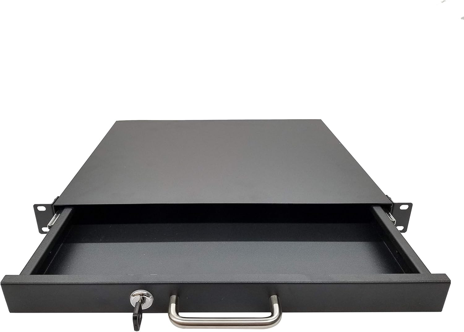 Kenuco Rack Mountable Server Cabinet Case 19" Rack Mount DJ Locking Lockable Deep Drawer with Key 1U