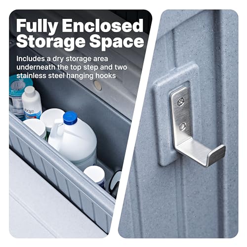 Step2 Hot Tub Storage Steps with Handrails, 2-Step Stool, Stairs for Outdoor and Indoor Use, Waterproof, Gray