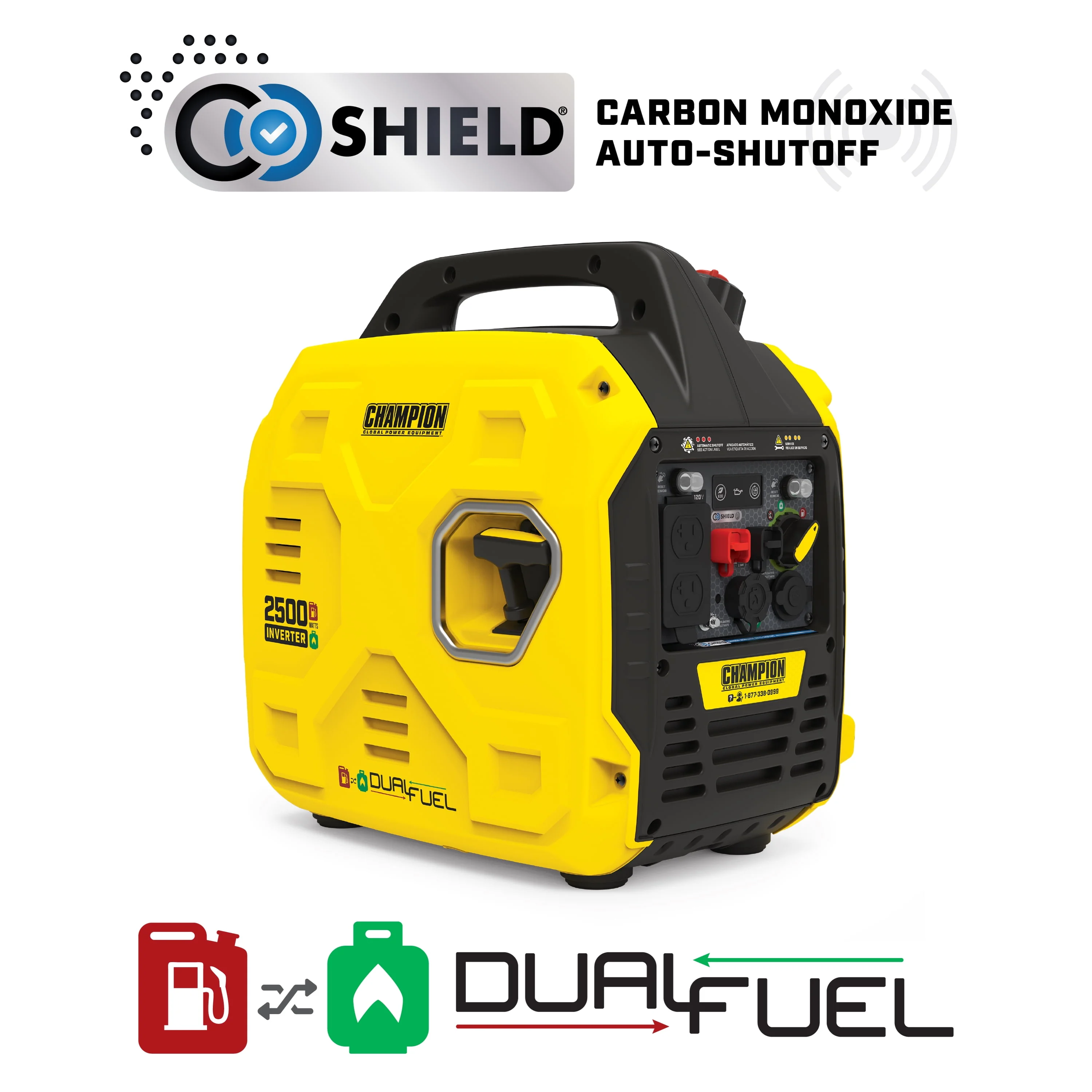 Champion Power Equipment 2500-Watt Ultralight Portable Dual Fuel Inverter Generator with CO Shield