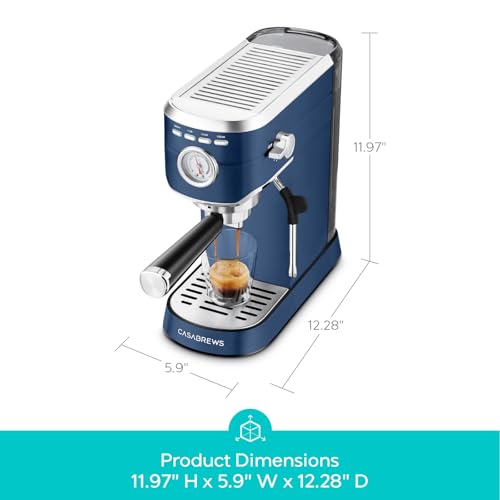 CASABREWS CM5418 Espresso Machine 20 Bar, Compact Espresso Maker with Steam Milk Frother, Stainless Steel Coffee Machine with 34oz Removable Water Tank for Cappuccino, Latte, Silver