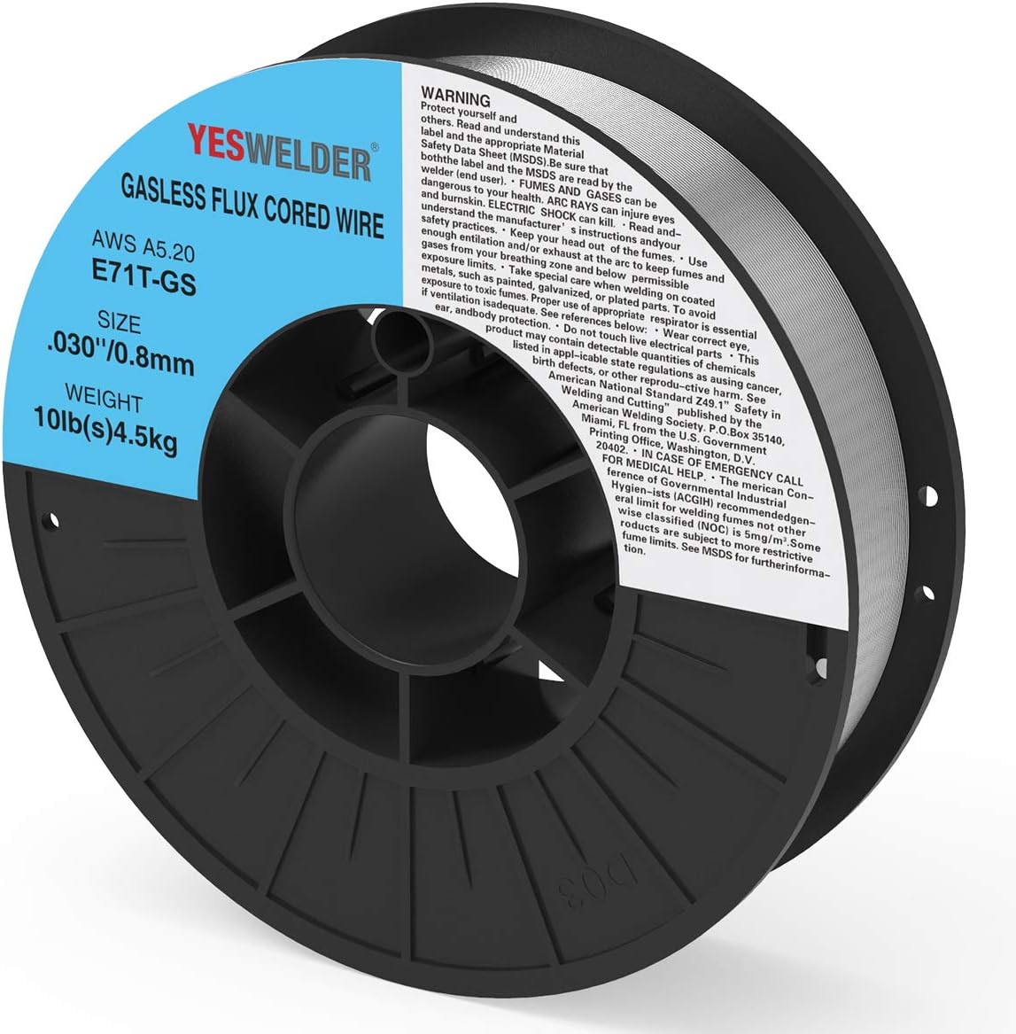 YESWELDER Flux Core Mig Wire, Mild Steel E71TGS.035-Diameter, 10-Pound Spool Pack of 2