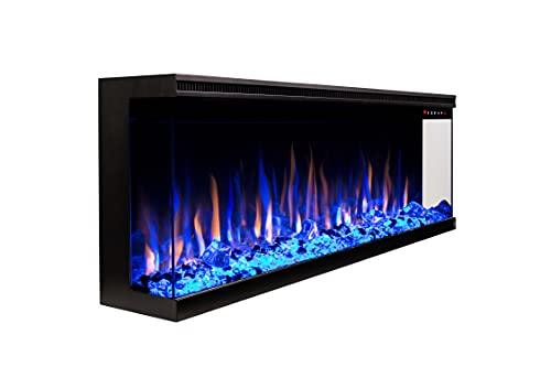 Touchstone Sideline Infinity 3-Sided Smart 72-inch WiFi-Enabled Electric Fireplace - 80051 - Built-in - 60 Color Combinations - 1500/750 Watt Heater (68-88°F Thermostat) - Black - Log & Crystals