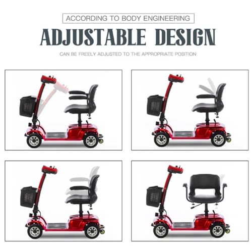 4 Wheel Mobility Scooter Electric Power Mobile Wheelchair for Seniors 400 lbs Foldable and Compact Duty Travel Scooter, 250W Electric Powered Mobile Wheelchair w/Basket Extended Battery, Red-1