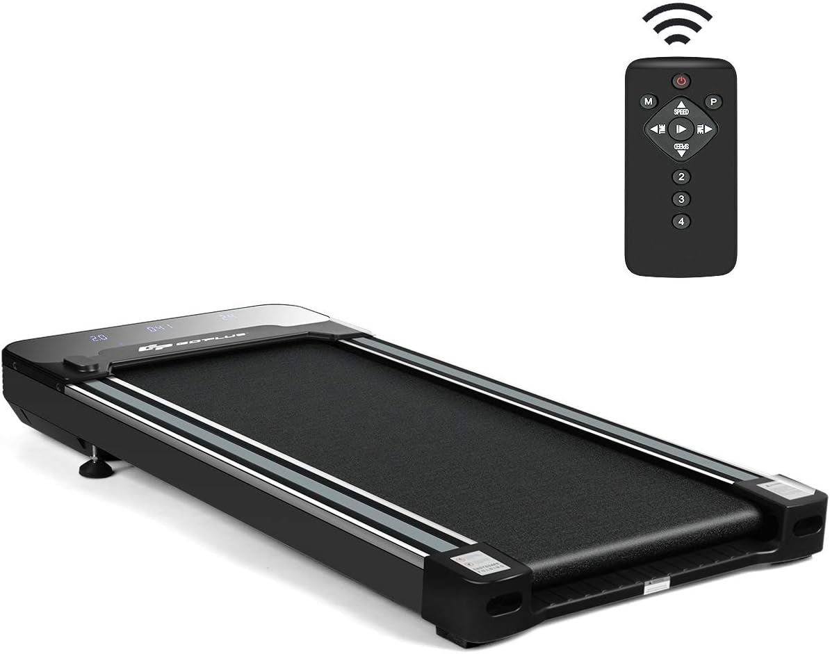 Goplus Under Desk Treadmill, Superfit Electric Treadmill Walking Pad with Touchable LED Display and Wireless Remote Control, Built-in 3 Workout Modes and 12 Programs, Running Jogging for Home Office