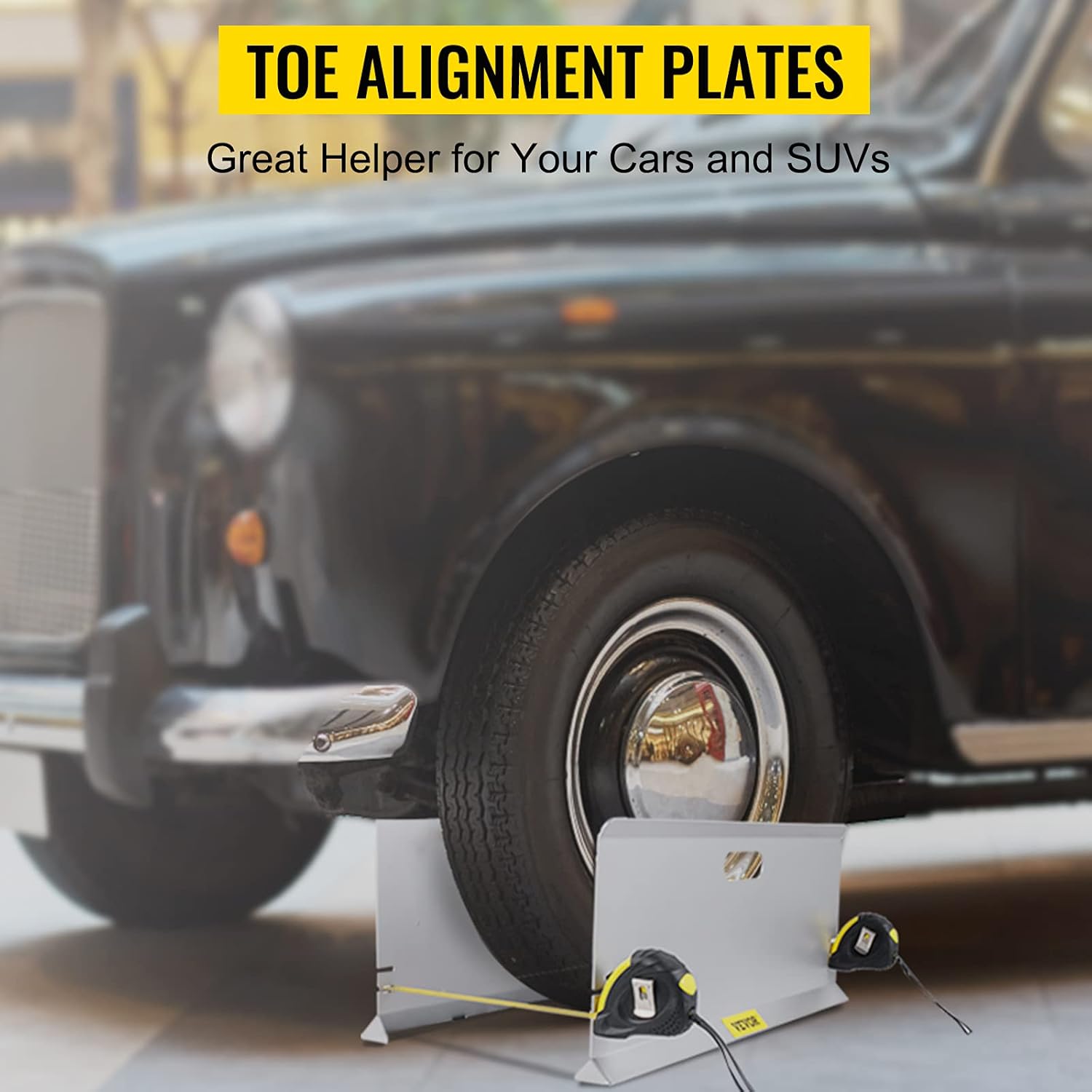 VEVOR Wheel Alignment Tool, Toe Plates without Probes, Aluminum Alloy Toe Alignment Plates, Double 16ft Tape Measures Alignment Tools Automotive, Wheel Alignment Tool Gauge Camber Caster Pack of 2