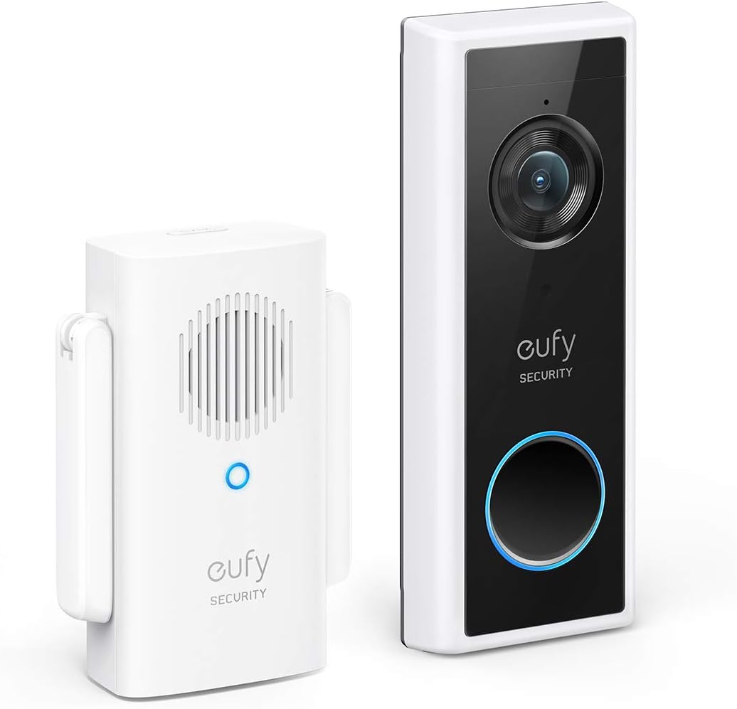 eufy Security, Battery Video Doorbell wireless Kit, Camera Doorbell, Free Wireless Chime, White, Wi-Fi Connectivity, 1080p-Grade Resolution, No Monthly Fees, 120-day Battery, AI Detection, 2-Way Audio