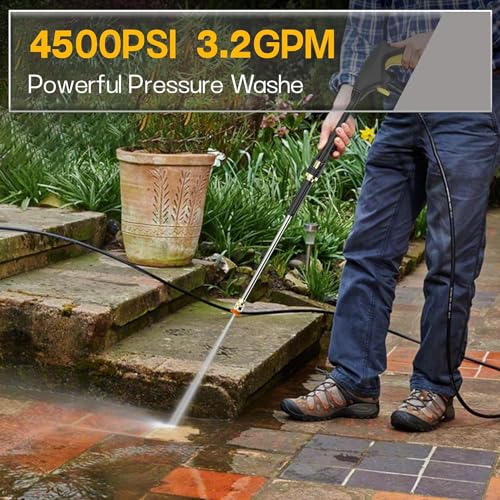 Electric Pressure Washer - 4500PSI 3.2GPM 20FT Hose 35FT Power Cord 4 Different Tips Power Washer Powerd for Patios