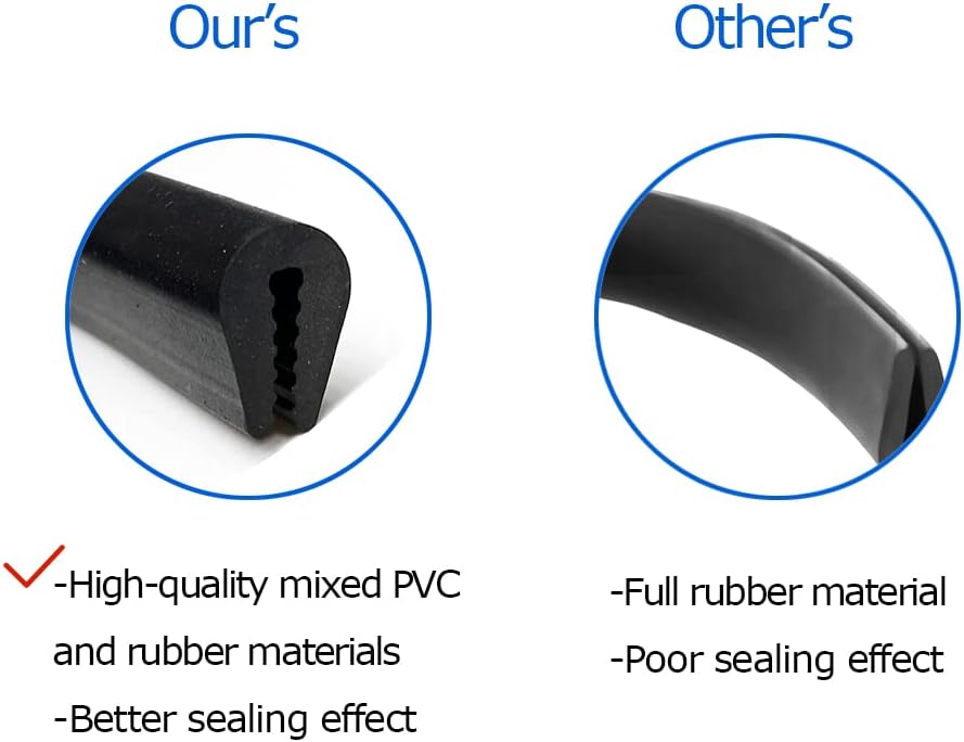 Tintvent Rubber Edge Trim 13Feet, U Channel Edge Seal PVC Plastic, Fits Edge up to 1/16 inch (1.6mm), Black