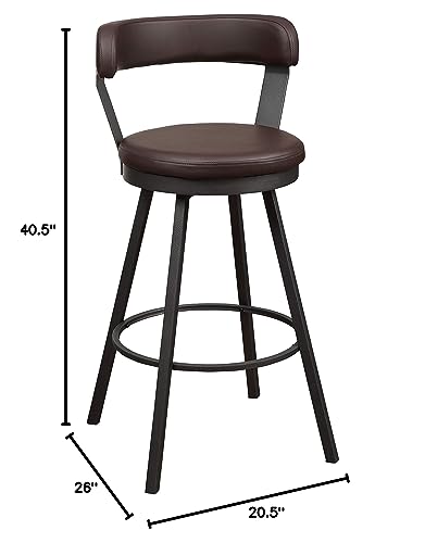 Lexicon Ruthie Swivel Counter Stool, Set of 2, 25.5" Seat Height, Black