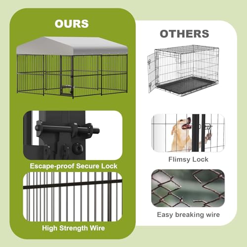 10x10x6 FT Outdoor Dog Kennel,Heavy-Duty Enclosures Outside with UV-Resistant Waterproof Roof Cover and Lock,for Medium and Large Dogs,Easy Assembly