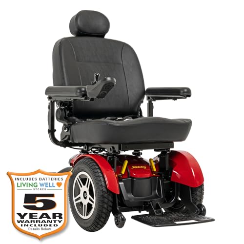 Pride Jazzy Elite HD Power Wheelchair, 450 Lbs. Weight Capacity, with 5-Year Extended Warr (Red, 22" x 20" - 22" Seat)