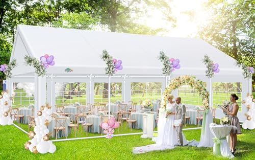 COBIZI 20x40 Party Tent Heavy Duty, Galvanized Wedding Tent, Event Shelter for Parties, Outdoor with Removable Sidewall & Built-in Sandbag, Carpas para Fiestas, Large Canopy, Waterproof, White