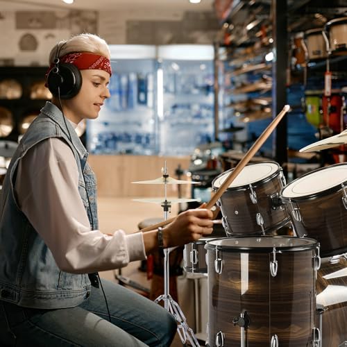 Ktaxon 22 Inch Adult Drum Set, 5-Piece Full-Size Drums Kit with Cymbal Stands, Hi-hat Stand, Sticks, Drum Pedal, Stool & Floor Tom for Beginner Teens Student (Blue)