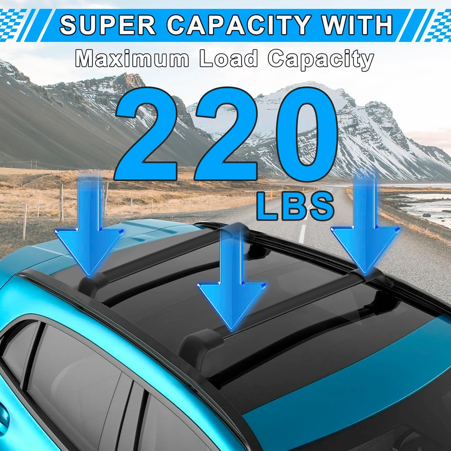 220LBS Roof Rack Cross Bars Fit for Buick Enclave 2018 2019 2020 2021 2022 2023 2024, Aluminum Anti-Corrosion Heavy Duty Cross Rails for Kayak Snowboard Surfboard Bike Camping Gear Rooftop Accessories