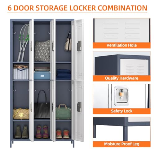 METAN Metal Storage Locker for School Office Gym Bedroom, 12 Doors Locker Cabinet for Employees, Industrial Steel Storage Locker with 12 Hooks, Assembly Required (12 Door-Light Gray)