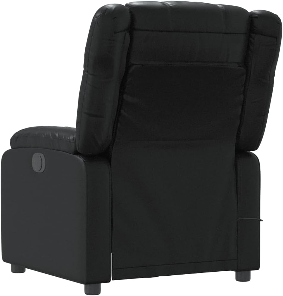 vidaXL Black Faux Leather Massage Recliner Chair - Manual Recline, USB Vibration Massage, Padded Comfort for Living Room or Office