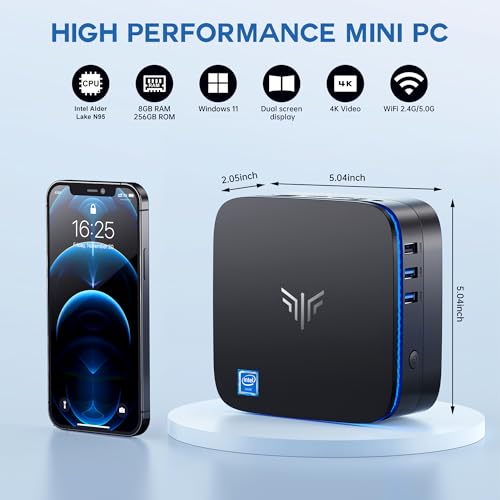 KAMRUI AK1 Plus Mini PC Computers, Intel 12th N95(up to 3.4GHz) Mini Desktop Computer 8GB RAM 256GB SSD, Micro PC Computer Support 4K HDMI, Desktop PC with Dual WiFi, BT4.2 for Business Home Office