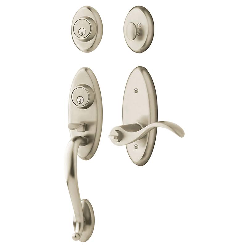 Baldwin Landon Two-Point Lock Single Cylinder Handleset Wave Lever Satin Nickel LH