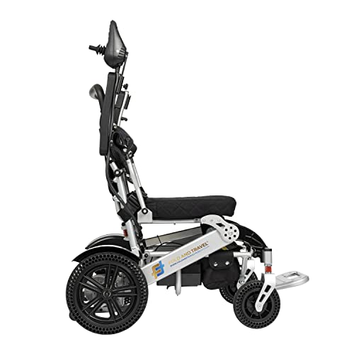 Auto Folding Lightweight Electric Wheelchairs for Adults Foldable Power Wheelchair (Silver)