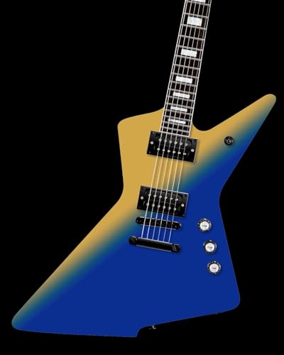 WestCreek Revenge Solid Body Electric Guitar, Heavy Metal Guitar, Right Handed, Heavy Metal Pickups, Rounded End Jumbo Frets, Bone nut, Rosewood Fretboard, Mahogany Body (Blue Yellow Gradient)