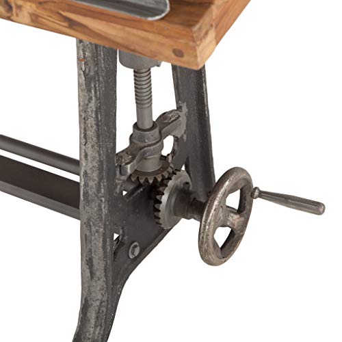 Vintage Drafting Table | Adjustable Height and Tiltable. Features Iron Cast Base and Reclaimed Mango Wood Table Top.