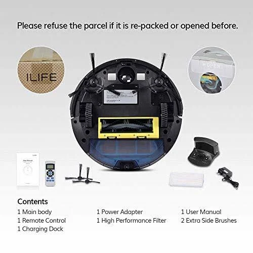 Ilife A4S Robot Vacuum Cleaner with Powerful Suction and Remote Control, Super Quiet Design for Thin Carpet and Hard Floors, Gra