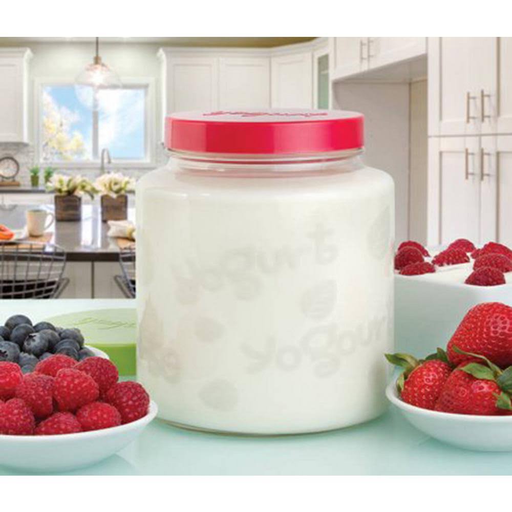 Euro Cuisine 2qt yogurt and Greek yogurt Maker with Glass Jar (Red)