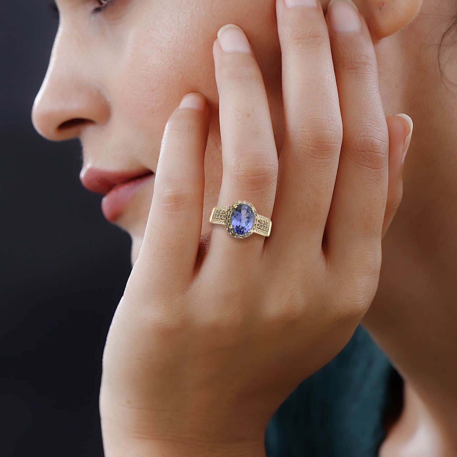 Shop LC Luxoro Blue Tanzanite Champagne Diamond Oval 14K Yellow Gold Solitaire Ring for Women Jewelry Size 7 Ct 2.15 I3 Clarity Birthday Gifts for Women