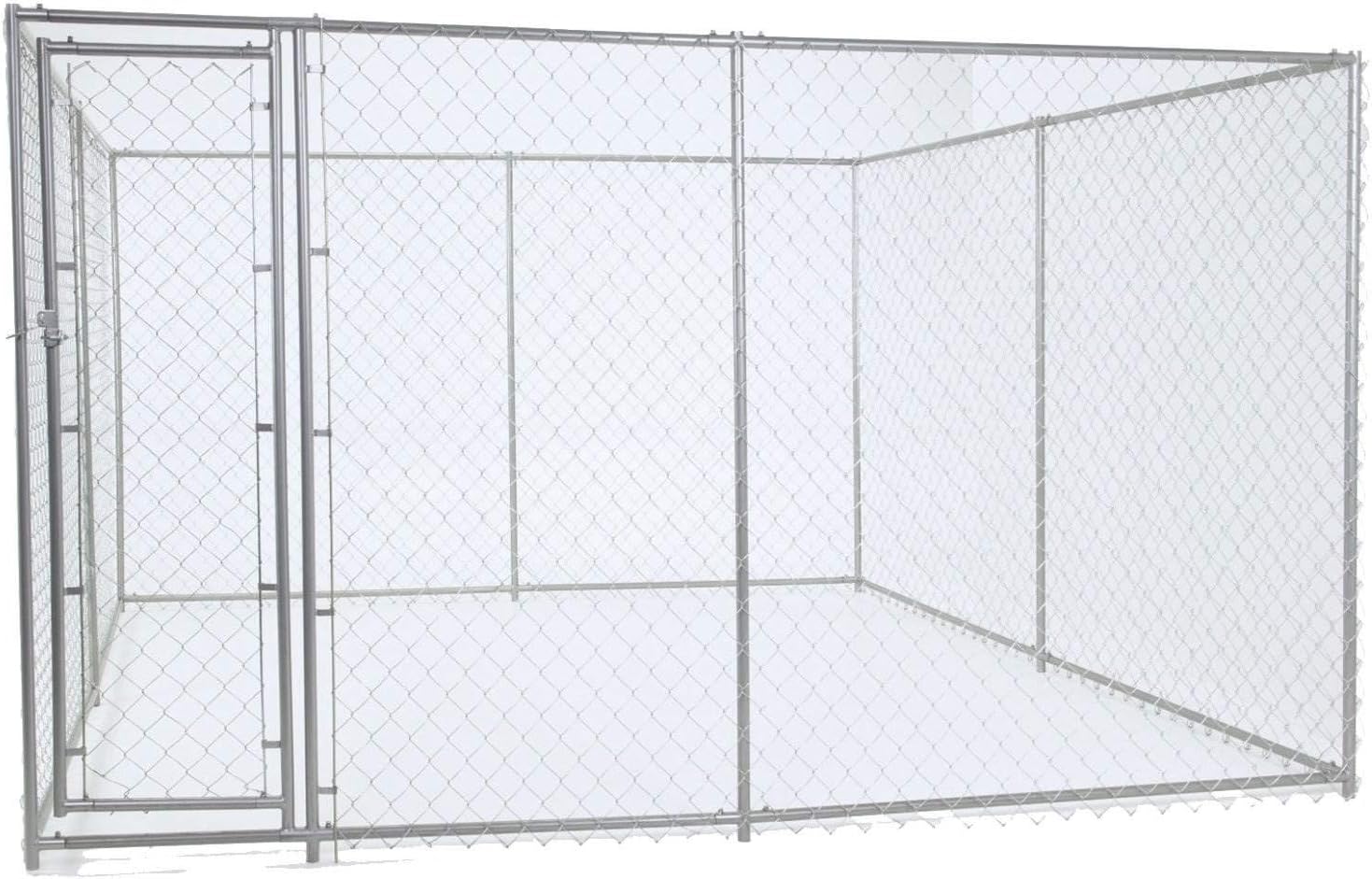 Lucky Dog 10 x 10 Foot Heavy Duty Outdoor Chain Link Dog Kennel w/Door (2 Pack)