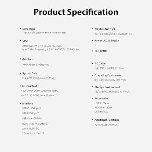 Beelink Mini PC SER5 with AMD Ryzen 5 5500U Mini Computer(6C/12T, up to 4.0GHz), 32GB DDR4 500GB NVMe SSD, Desktop PC 4K HD Dual Display HDMI/DP1.4/WiFi 6/Bluetooth 5.2/2.5Gbps Ethernet