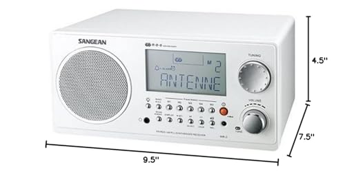 SANGEAN WR-2WH AM/FM-RBDS Wooden Cabinet Digital Tuning Radio (White)