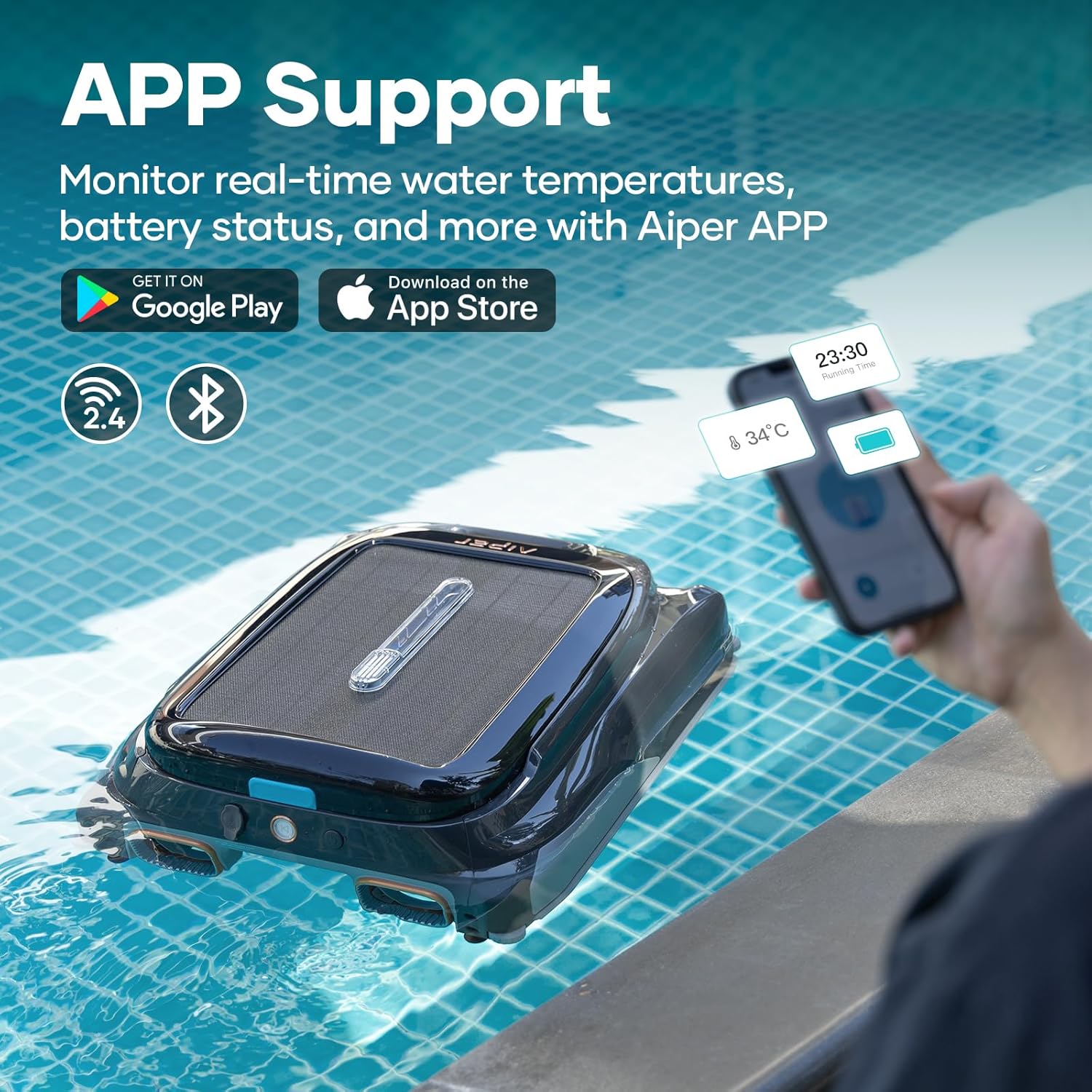 Aiper Surfer S1 Robotic Pool Skimmer with Aiper Scuba S1 Robotic Pool Cleaner