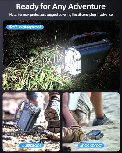 YKZ 100W Laptop Portable Charger 40000mAh, Waterproof Big Power Bank with Digital Display 5 Modes Lighting, USB C PD Battery Pack for Outdoor Camping Road Trips and Emergency Home Backup