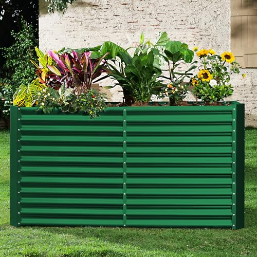Land Guard 8x4x3ft Rectangular Galvanized Raised Garden Beds, 36" Tall Large-Capacity Metal Planter Box Outdoor, Durable Deep Raised Garden Bed, Raised Beds for Gardening Vegetables, Classic Silver