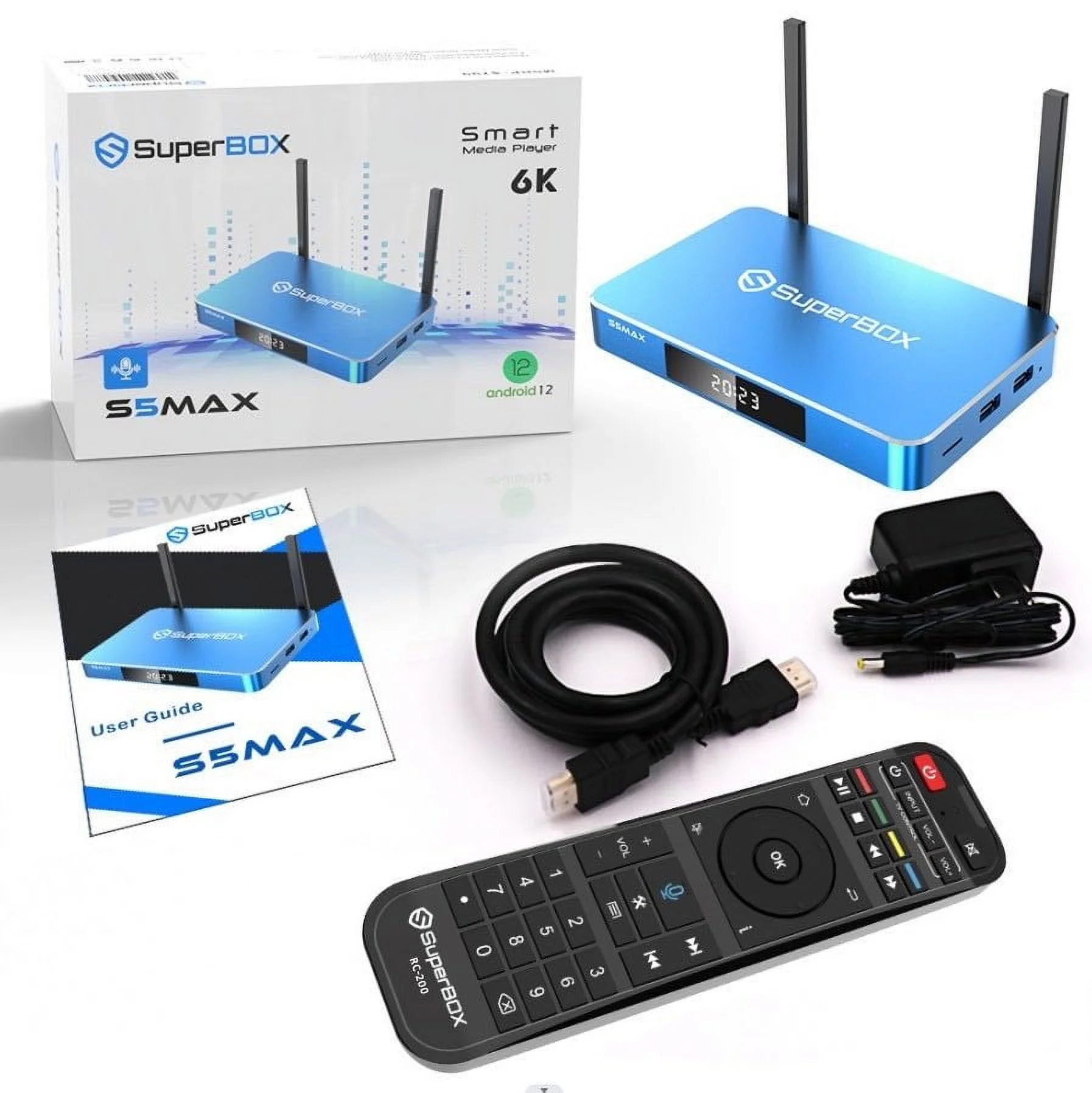 SuperBox S5 Max Premium Edition Bundle Deal | 2025 Model | Bonus 8K HDMI Cable & Backlit Mini Wireless Keyboard Remote