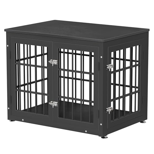 48 Inch Heavy Duty Dog Crate Furniture for Large Dogs, Decorative Pet House End Table, Extra Large Wooden Cage Kennel Furniture Indoor, Natural and White