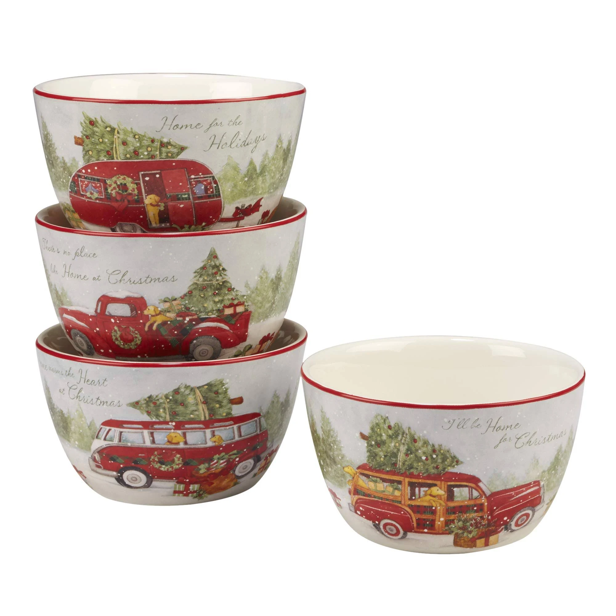 Certified International Home for Christmas Ice Cream Bowls Set of 4