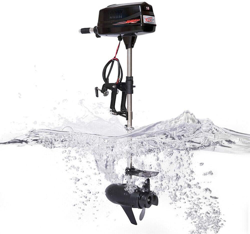10HP Electric Outboard Motor Brushless Boat Engine Tiller Control Heavy Duty Outboard Trolling Motor 60V 2200W Fishing Boat Engine for Kayak Fishing Boat Canoe Trolling Propeller