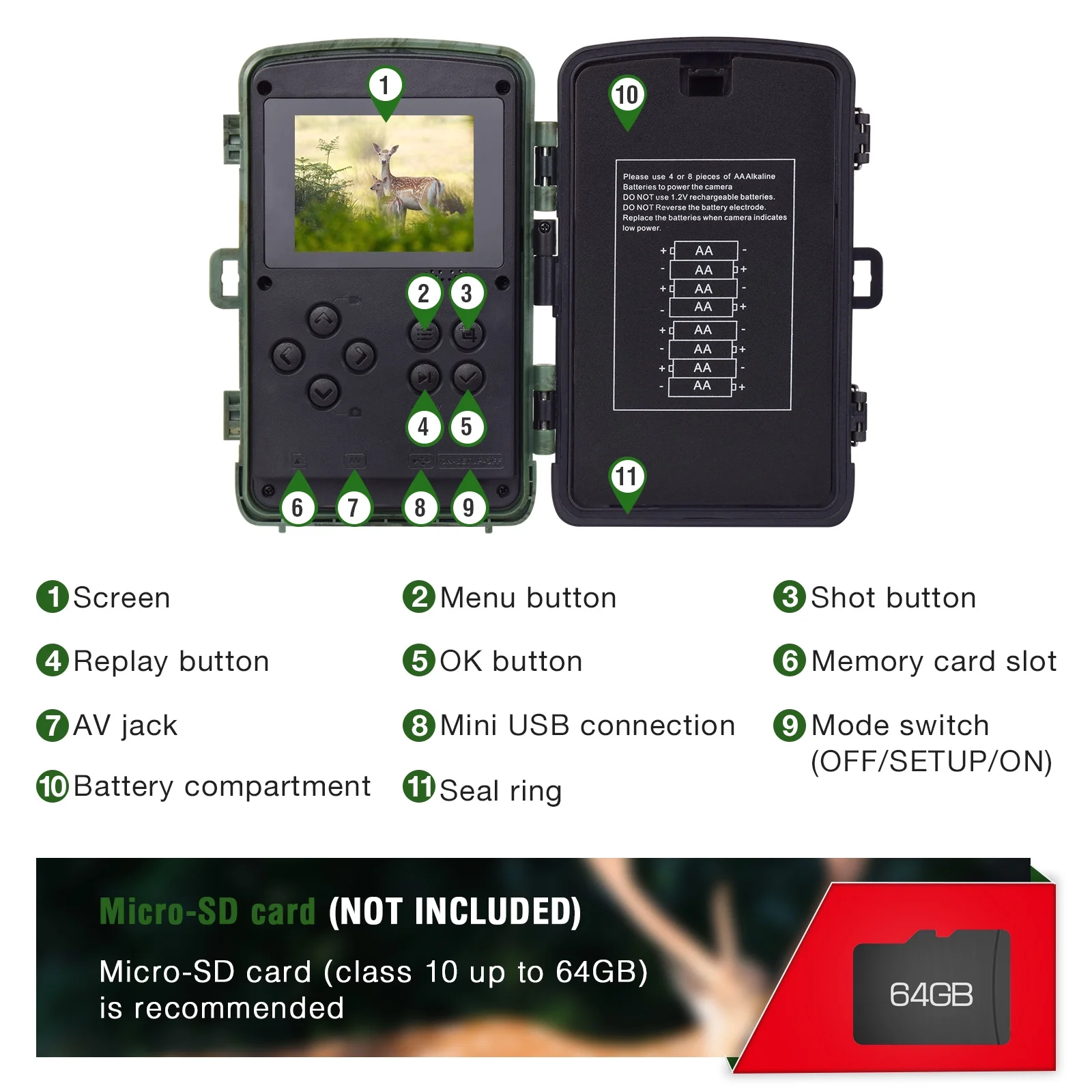 CAMPARK 2 PACK Trail Camera 4K 20MP Hunting Game Camera with infrared Night Vision 44pcs 940nmn 120°Wide-Angle Waterproof 2.4" LCD Trail Cam for Wildlife Monitoring