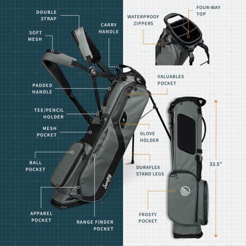 Sunday Golf El Camino Bag - Lightweight Sunday Golf Bag with Strap and Stand – Easy to Carry – Golf Stand Bag for The Driving Range, Par 3 and Standard Courses, 3.9 pounds