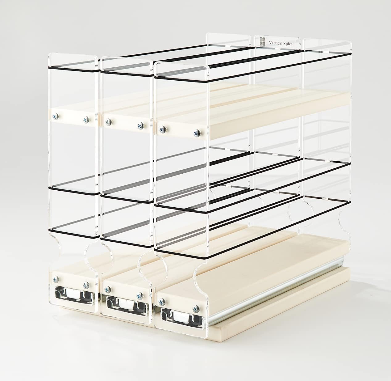 Vertical Spice - 222x1.5x11 DC - Spice Rack - 3 Drawers - 15 Regular/15 Half-size Capacity - Cabinet Mounted