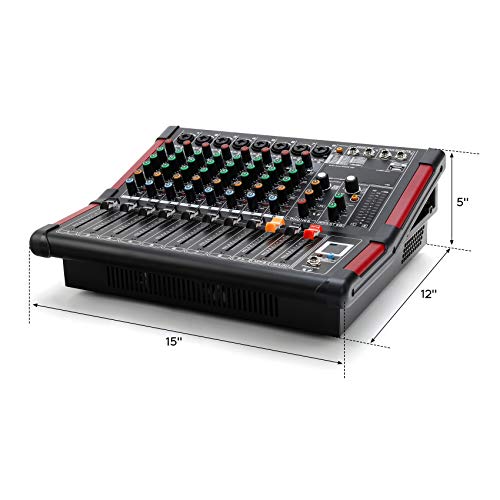 8 Channel Powered Mixer Professional Mixing Amplifier 16DSP TRS USB Bluetooth Home Recording