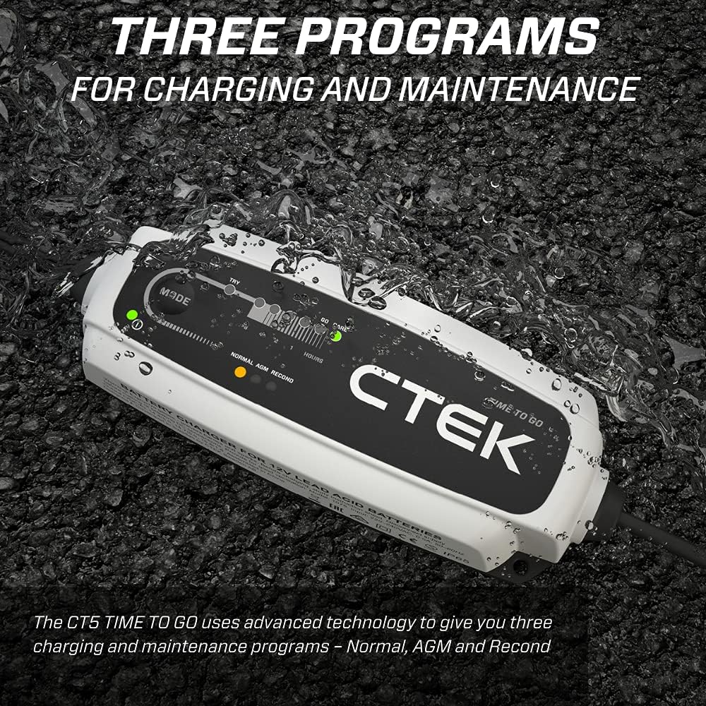 CTEK (40-255) CT5 Time To Go-12 Volt Battery Charger and Maintainer with Accessories