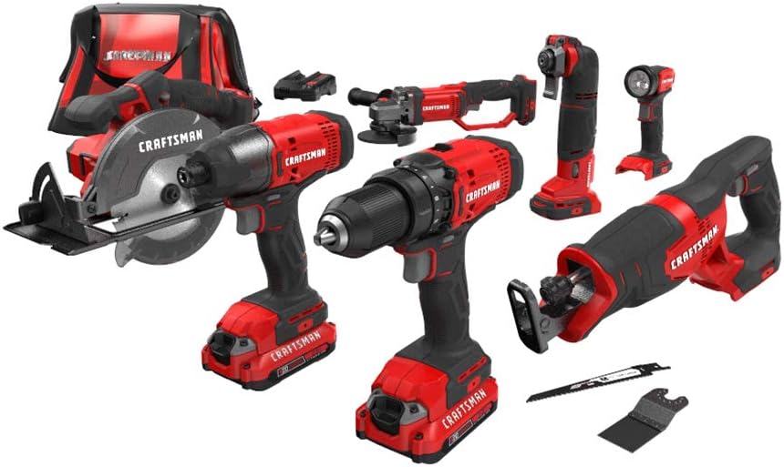 CRAFTSMAN V20* Cordless Drill Combo Kit, 7 Tool (CMCK700D2)