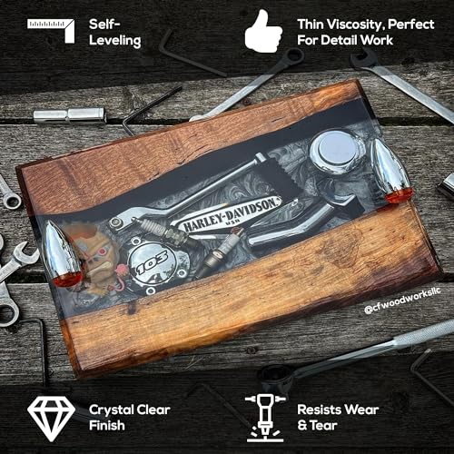 Deep Pour Epoxy Resin Liquid Glass 3 Gallon Kit, 2-4 inch Super Clear Flow Casting Resin Kit, High Temp Heat UV Resistant Epoxy, Bubble Free Food Grade Safe Low Viscosity Cast + Resin Pigment Pack