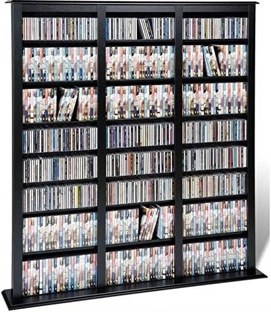 Atlin Designs 64" Triple CD DVD Media Storage Rack in Black