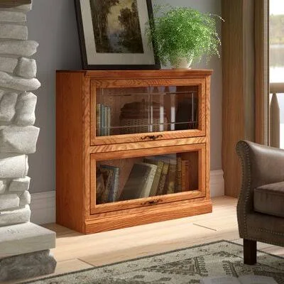 Mobley Barrister Bookcase Loon Peak Color: Red Oak, Size: (2 Shelves) 35x22 H x 36x22 W x 13x22 D