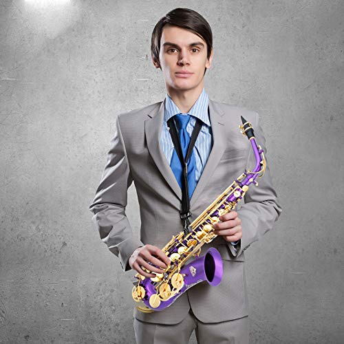 EASTROCK Black/Golden Alto Saxophone E Flat Sax Full Kit for Students Beginner with Carrying Case,Mouthpiece,Mouthpiece Cushion Pads,Cleaning Cloth&Cleaning Rod,White Gloves,Neck Strap